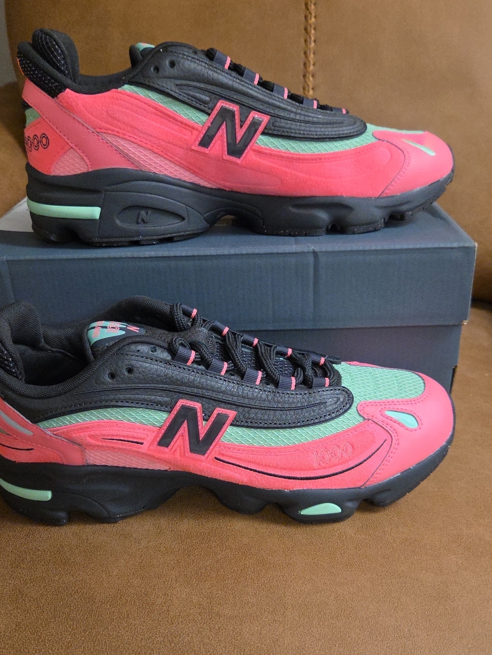 New Balance 1000 Coral Pink & Mint Green Men's Low-Top Sneakers